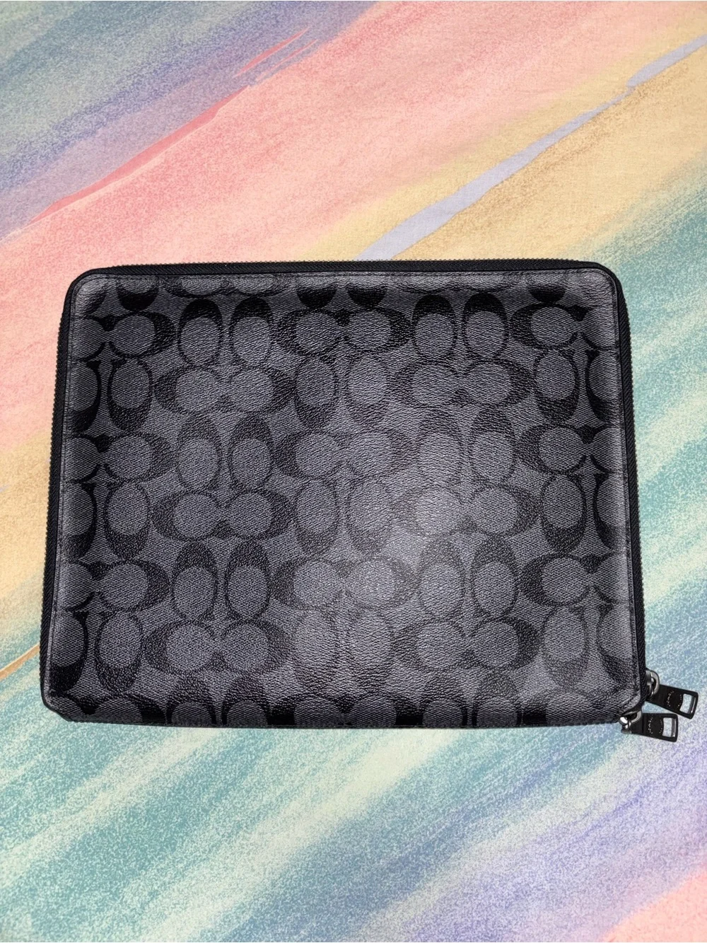 Coach Tech Case Signature Canvas Charcoal Black